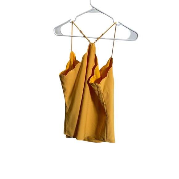 J.Crew Women’s Scalloped Strappy Tank Top Size 8 Safari Yellow - Picture 4 of 4